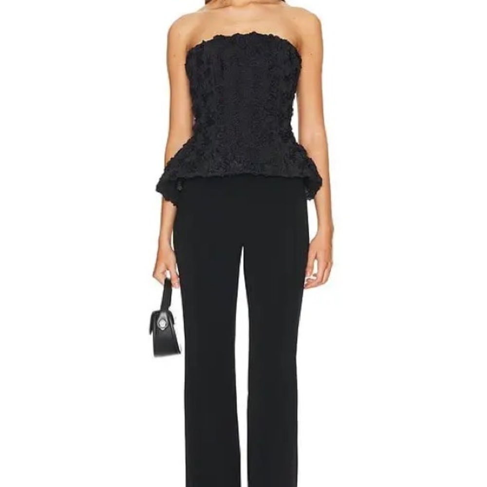 NADINE MERABI Black Rose Appliqué Corset Top - Picture 8 of 8